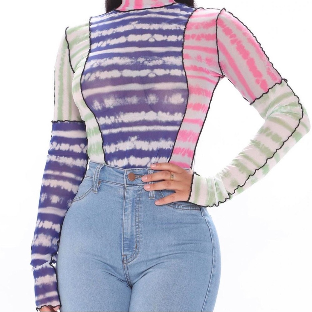 Fashion Nova Vibrant Striped Long Sleeve Top
